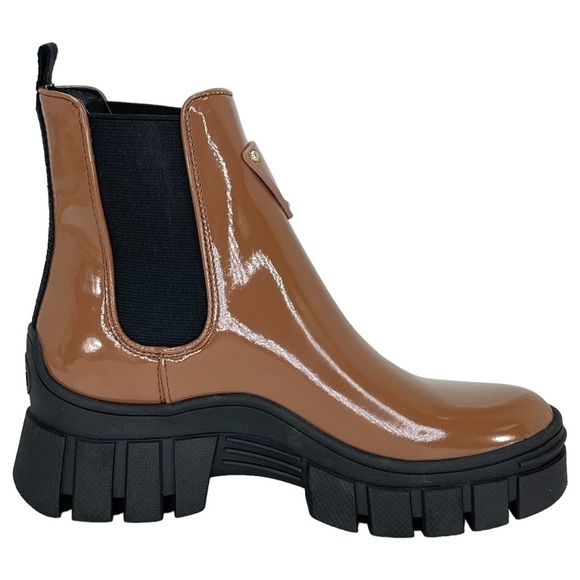 GUESS Hestia Cognac Patent Leather Womens Ankle Boots 5M - Picture 4 of 12